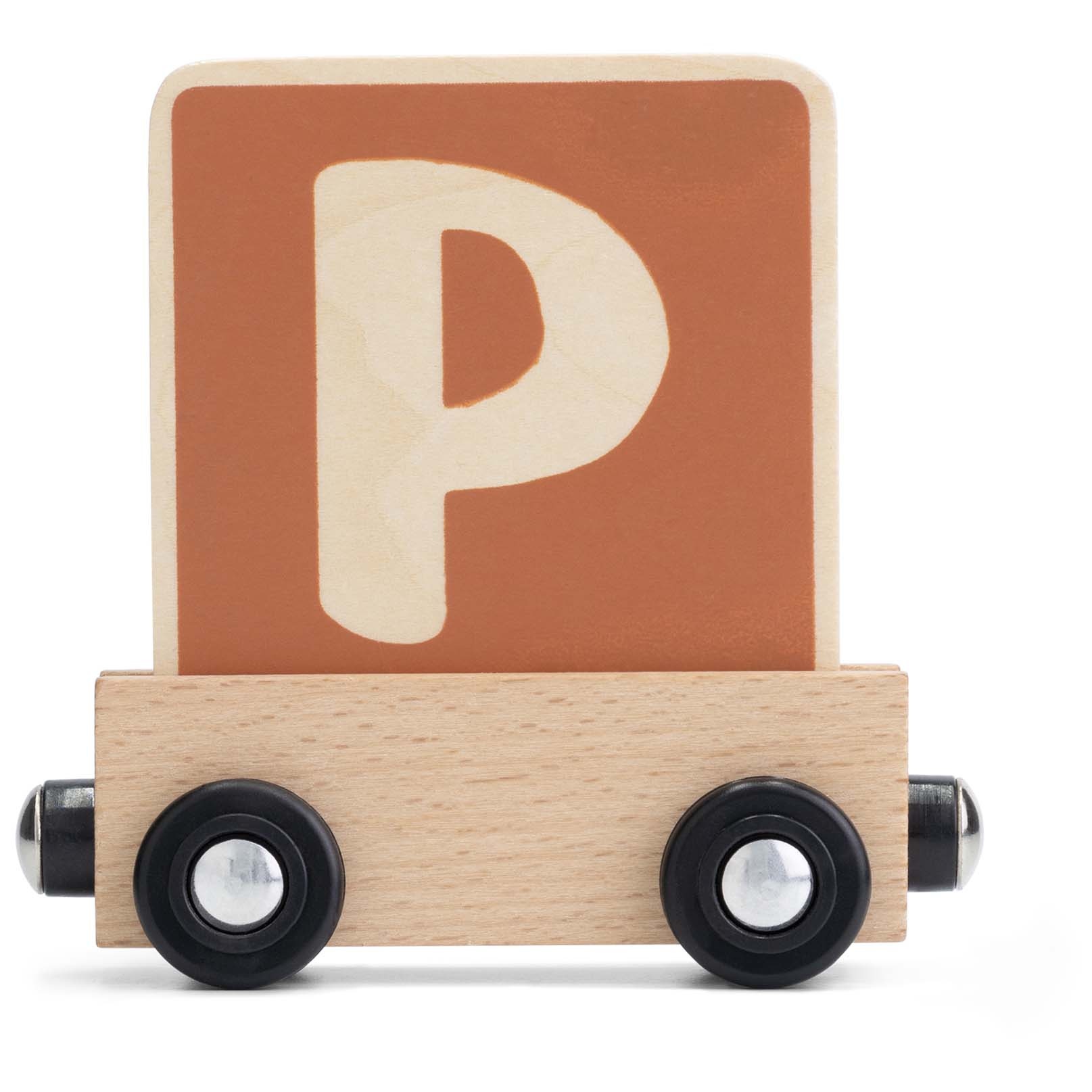 Prénatal houten namentrein letter P Dark Orange Bown - lettertreinen - Prénatal