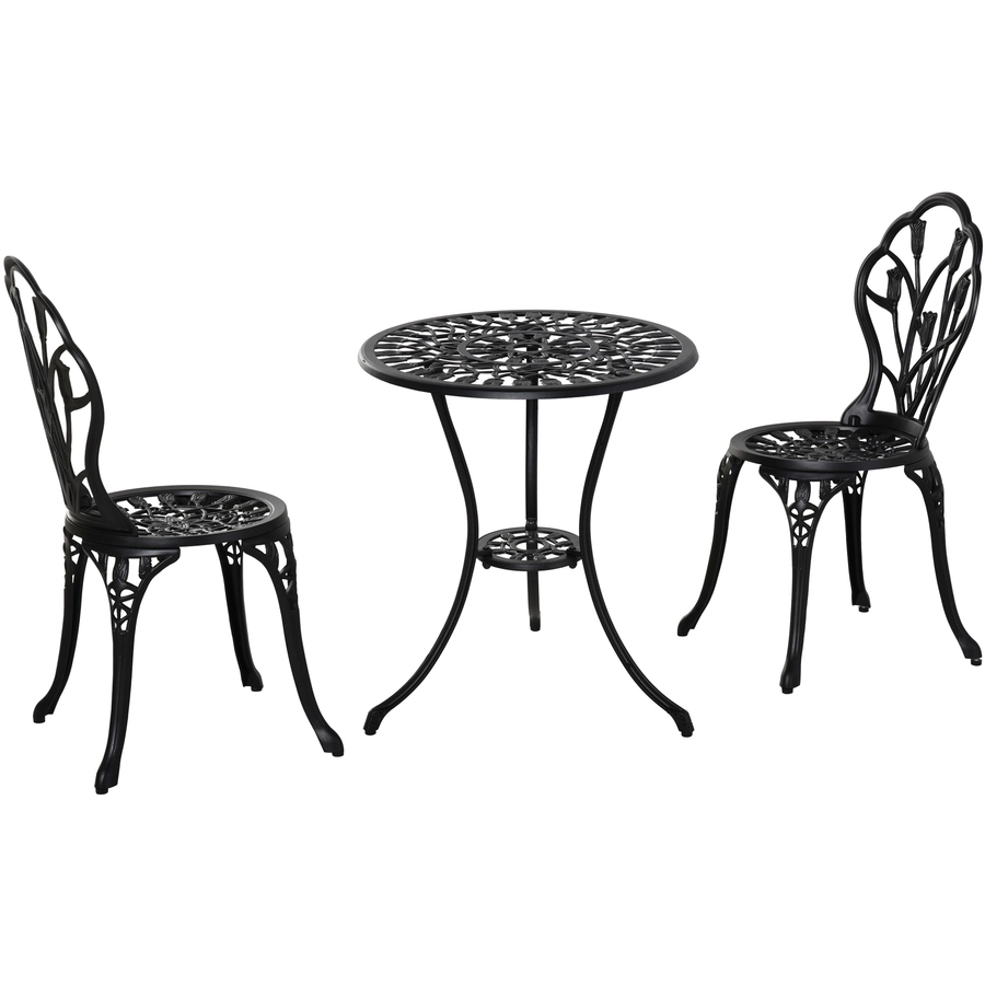 Outsunny Gartenmöbel-Set mit Blumen Design schwarz