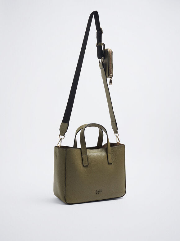 Bolsa de compras com bolsa removível - Cáqui