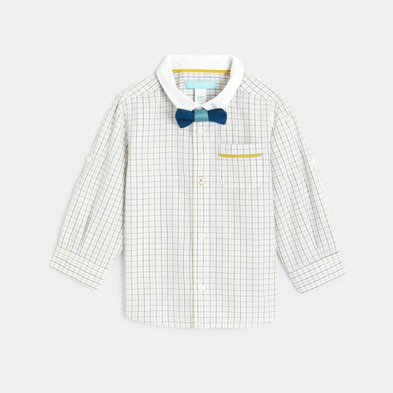 Chemise à carreaux et nœud papillon jaune bébé garçon Jaune