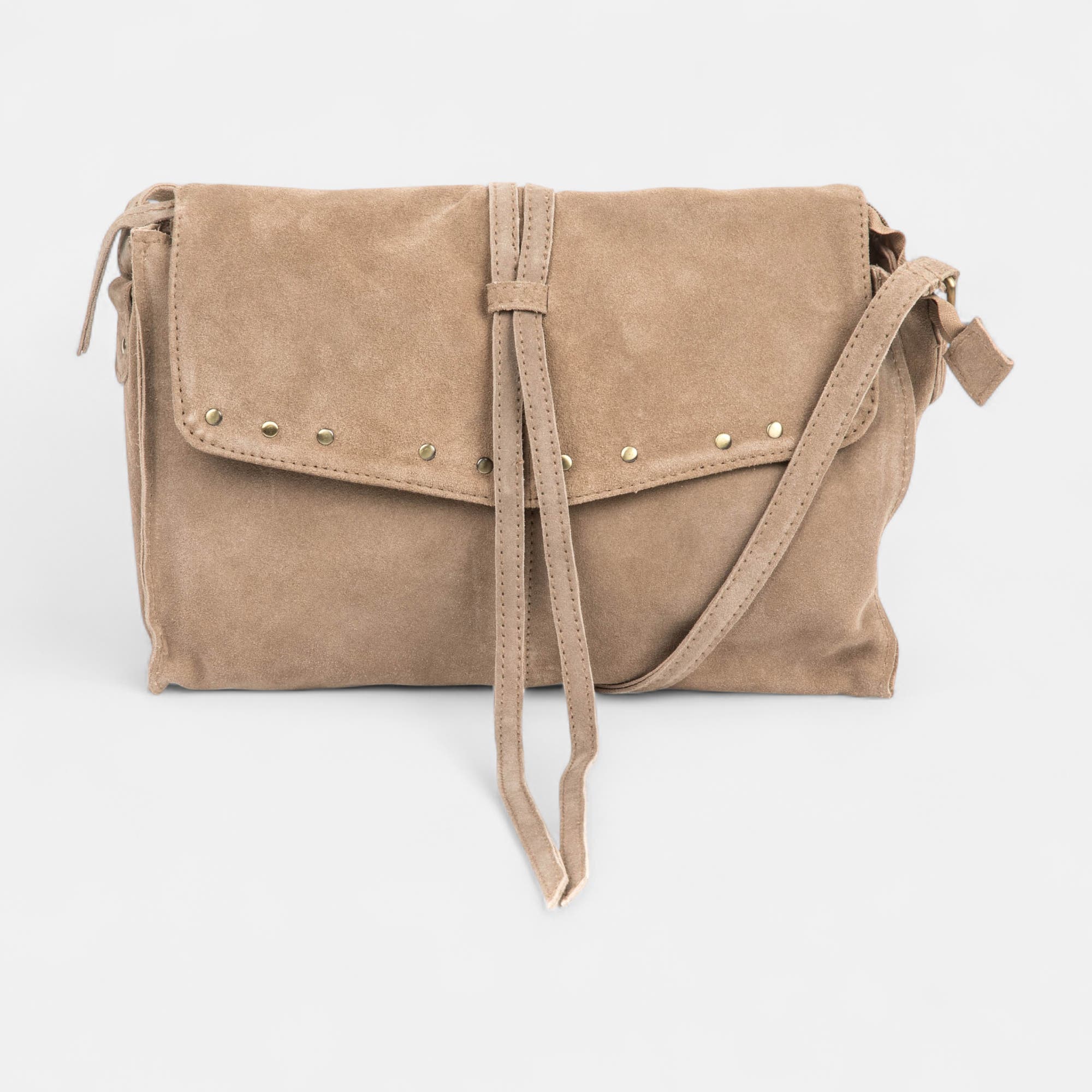 Sac bandoulière en cuir beige