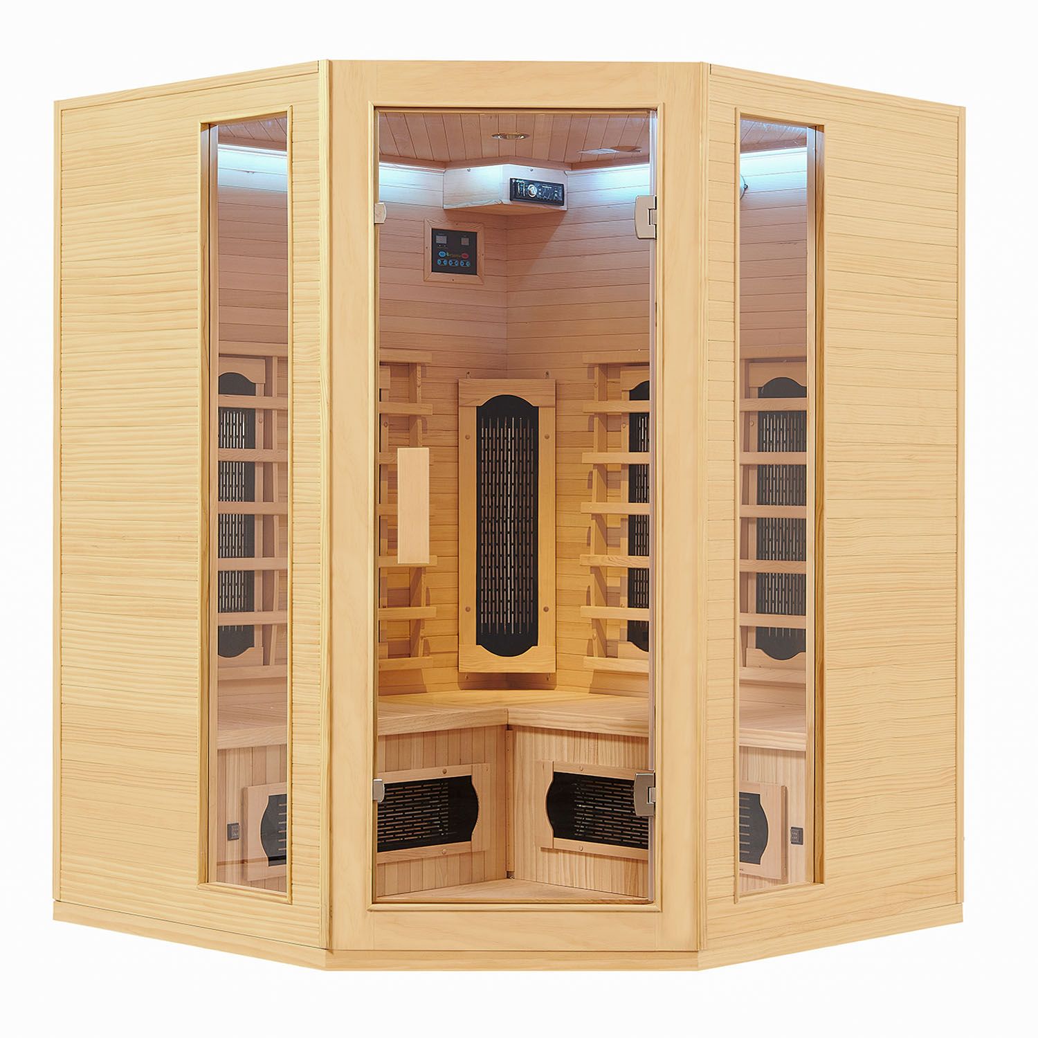 Infrarotkabine Nyborg E150K – Infrarotsauna 4 Personen –LED-Farblicht, 7 Keramik-, 1 Flächenstrahler