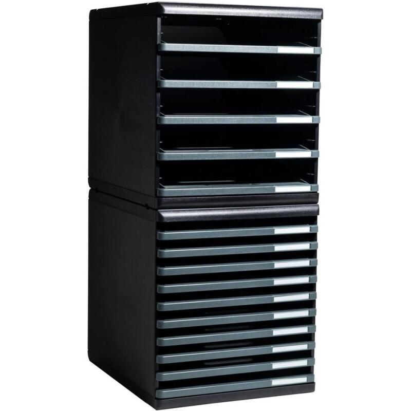 Module de classement Modulo Ecoblack 5 tiroirs ouverts - Gris foncé