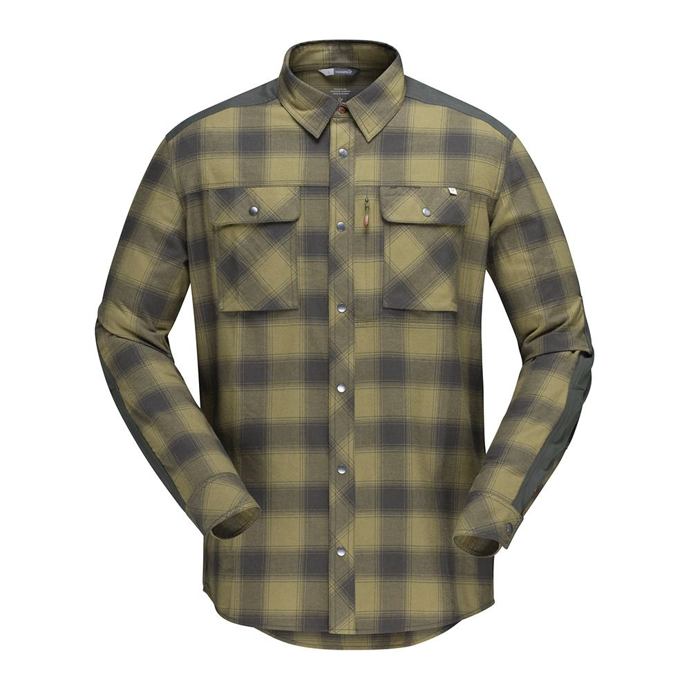 Norrona SVALBARD FLANNEL - Chemise Homme olive drab/slate grey