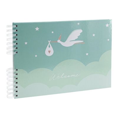 Exacompta Cigogne - Album photos à spirales 32 x 22 cm - 50 pages blanches - bleu