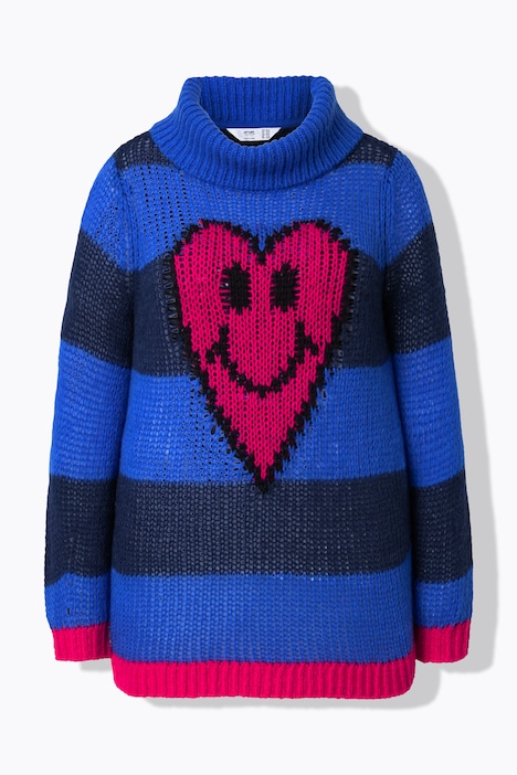Pullover, Straight Fit, Blockstreifen, Herz-Smiley