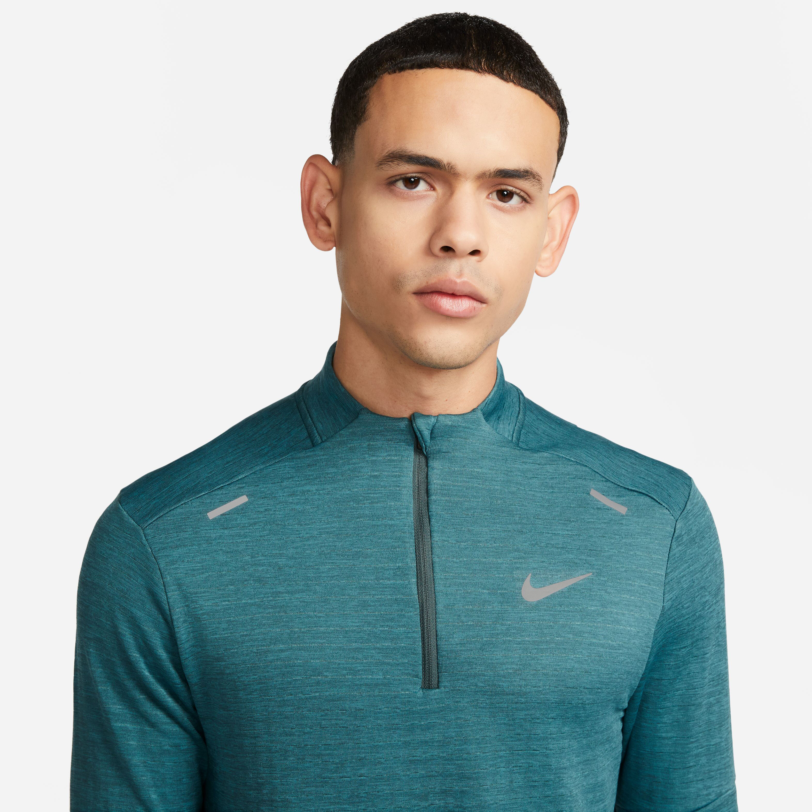 Nike TF Repel Element Half-Zip Quarter-Zip Running Top De Course Hommes - Bleu Petrol, Gris