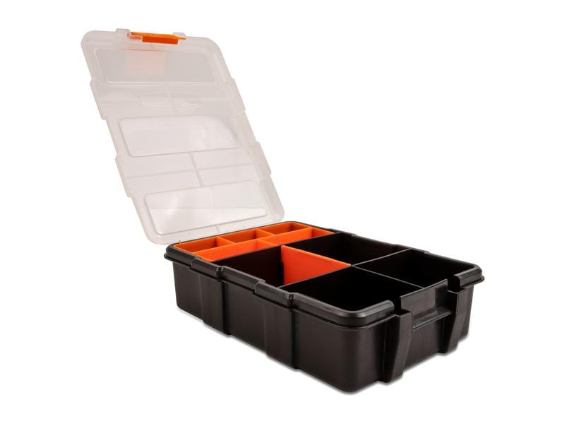 Delock Sortimentskasten Orange / Schwarz 11 Fächer Delock Sortimentsbox mit 11 Fächern 220 x 155 x 60 mm Orange / Schwarz