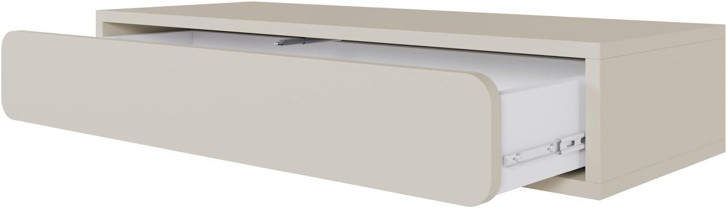 Selsey Konsolentisch 90 x 35 x 17 cm, Minimalistisches Design mit Schublade, Hängeschublade für Wohnzimmer oder Flur, Robuste Laminatspanplatte, Graubeige, Stilvoller Flur Möbel Set