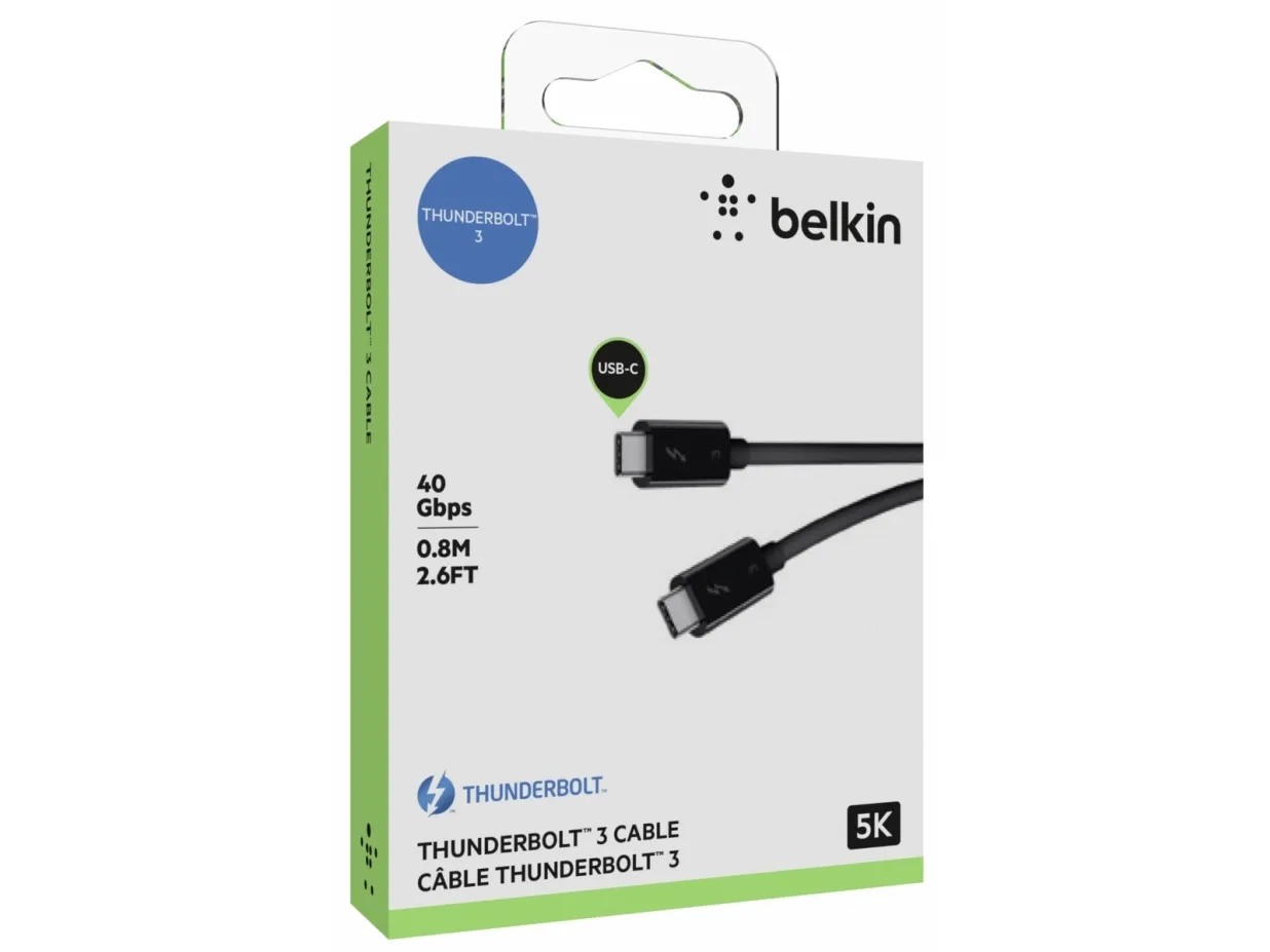 Belkin Thunderbolt 3 - Thunderbolt kabel - 24 pin USB-C (han) til 24 pin USB-C (han) - USB 3.1 Gen 2 / Thunderbolt 3 / DisplayPort 1.2 - 80 cm - sort - for P/N: F4U109tt