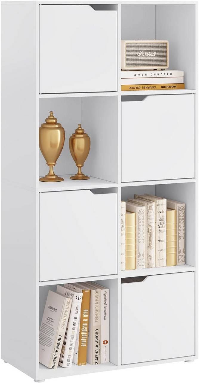Woltu Bücherregal mit 8 Fächern 4 Türen
