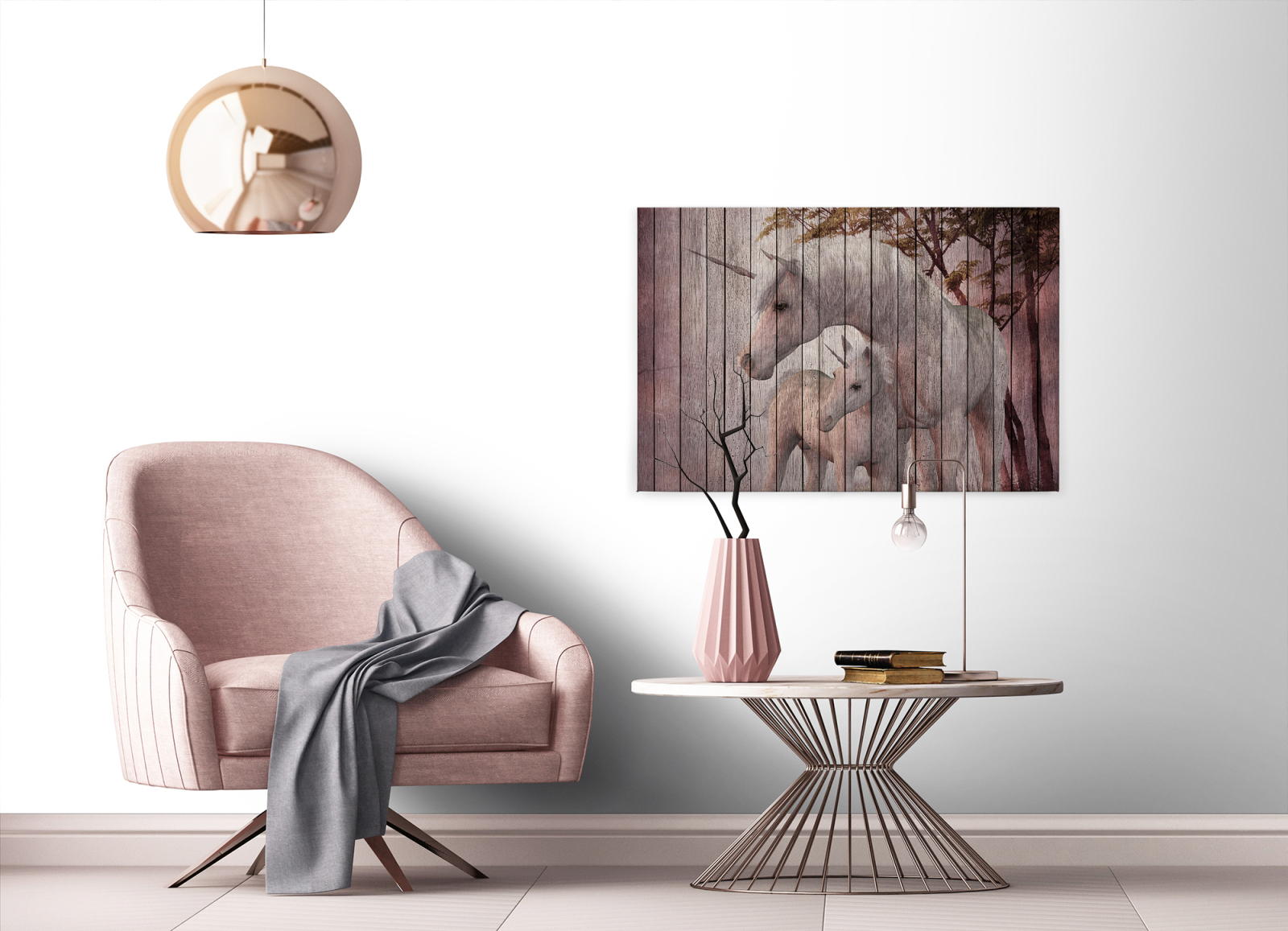 Leinwandbild TRAUMPFERD - rosa-weiß - 90x60 cm