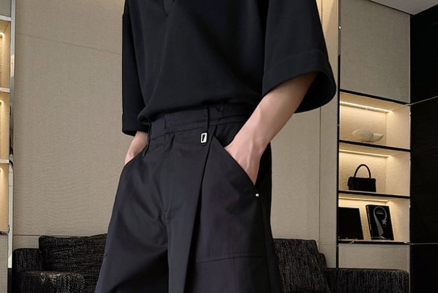 Freehop - Mid Rise Plain Capri Loose Fit Cargobroek