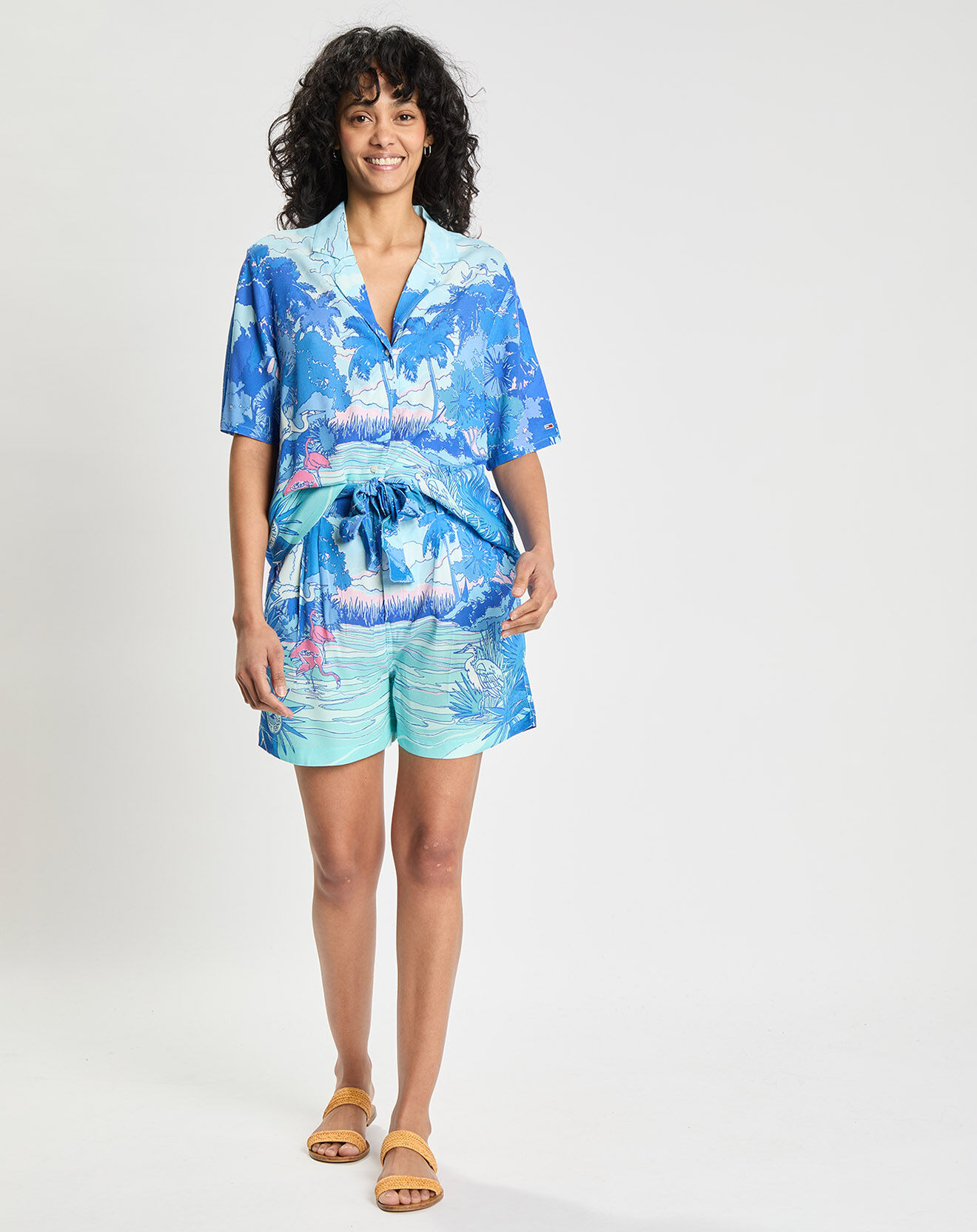 Tommy Jeans Chemise Bowling imprimée bleu/multicolore