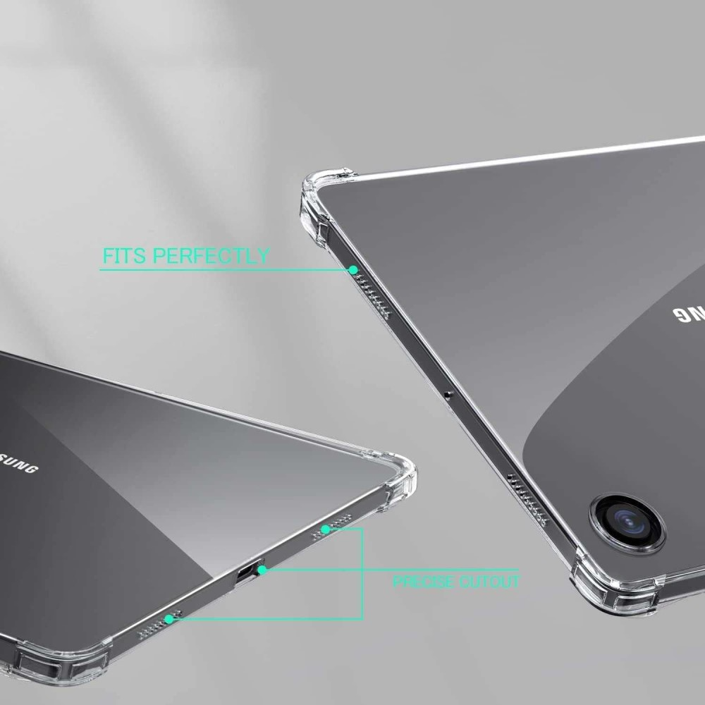 Samsung Galaxy Tab A9 Gummi Case Hülle Air Cushion Fallschutz   Display Schutzfolie - Transparent
