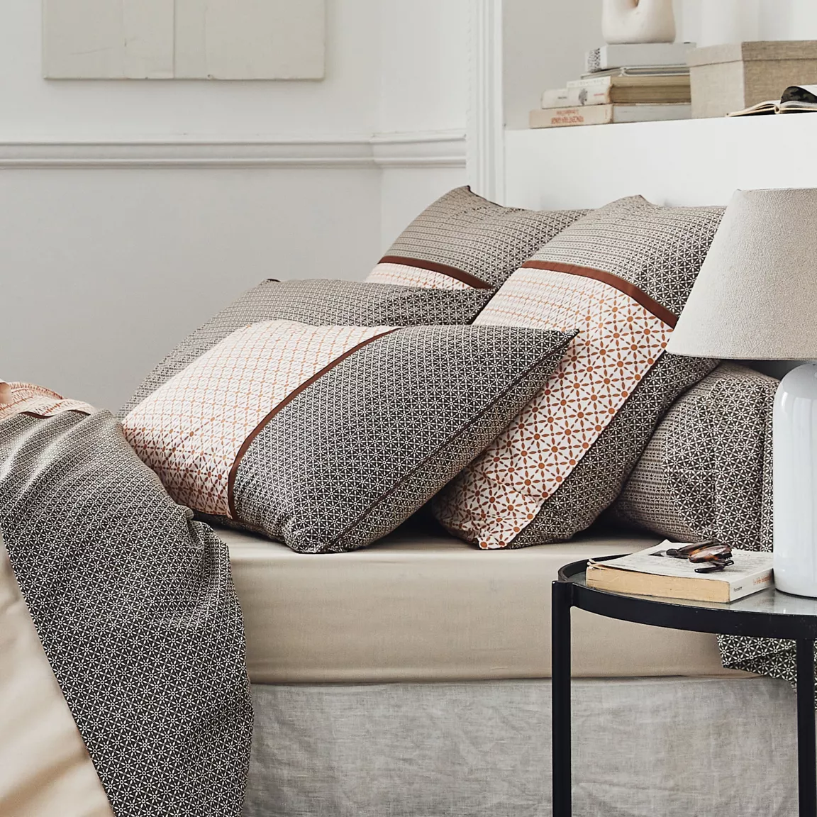 Taie de traversin percale de coton (L200 cm) Gabin Multicolore