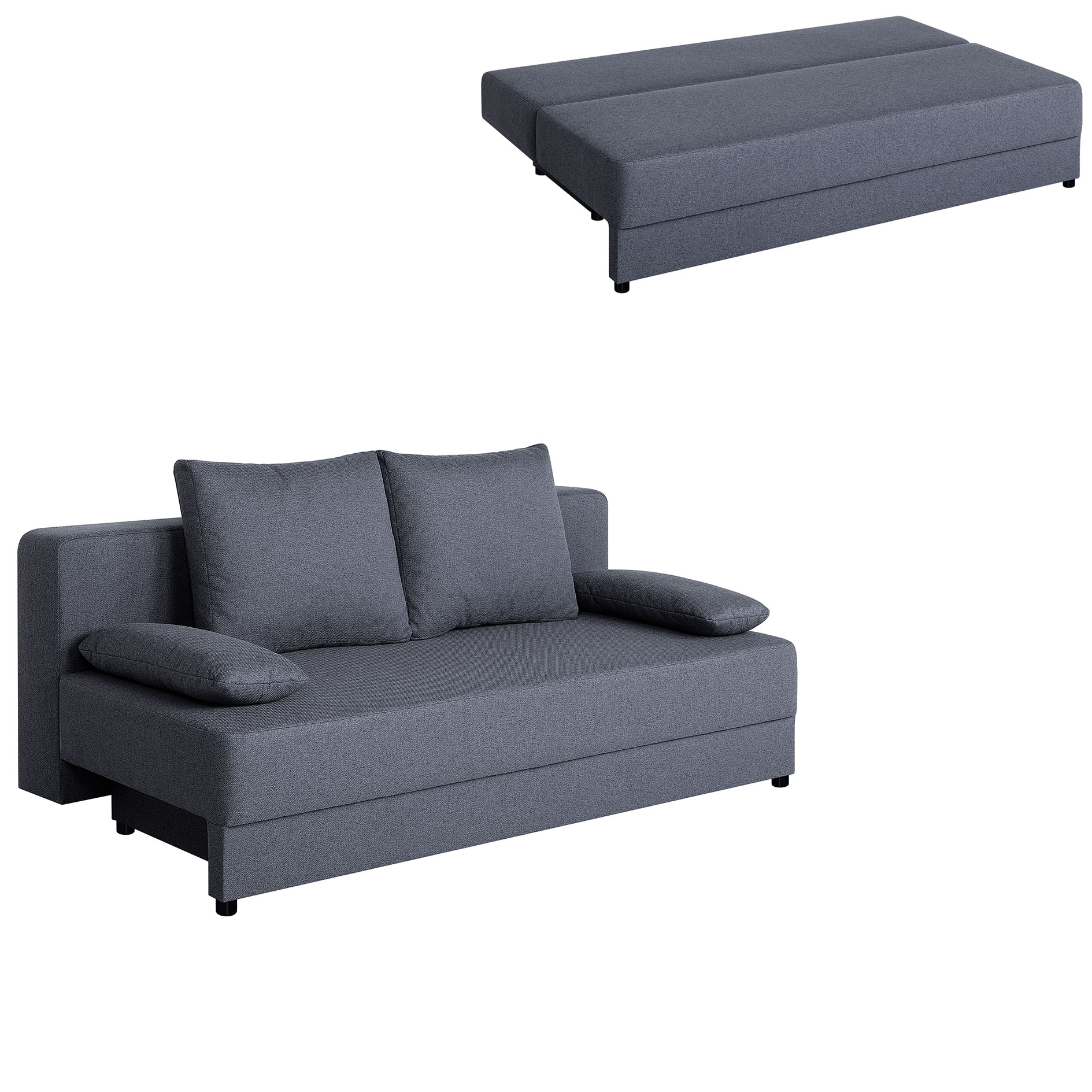 Schlafsofa - dunkelgrau - mit Staukasten und Liegefunktion - Dauerschläfer