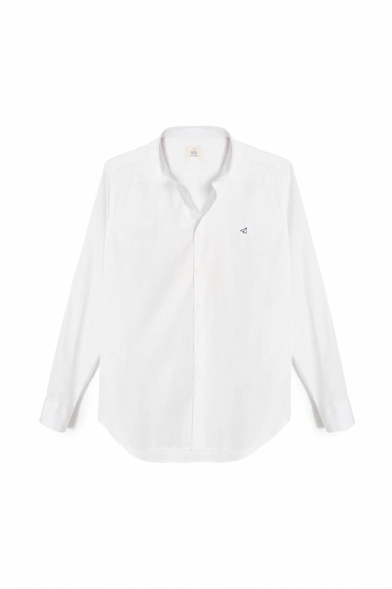 Camisa slim lisa manga larga - Branco