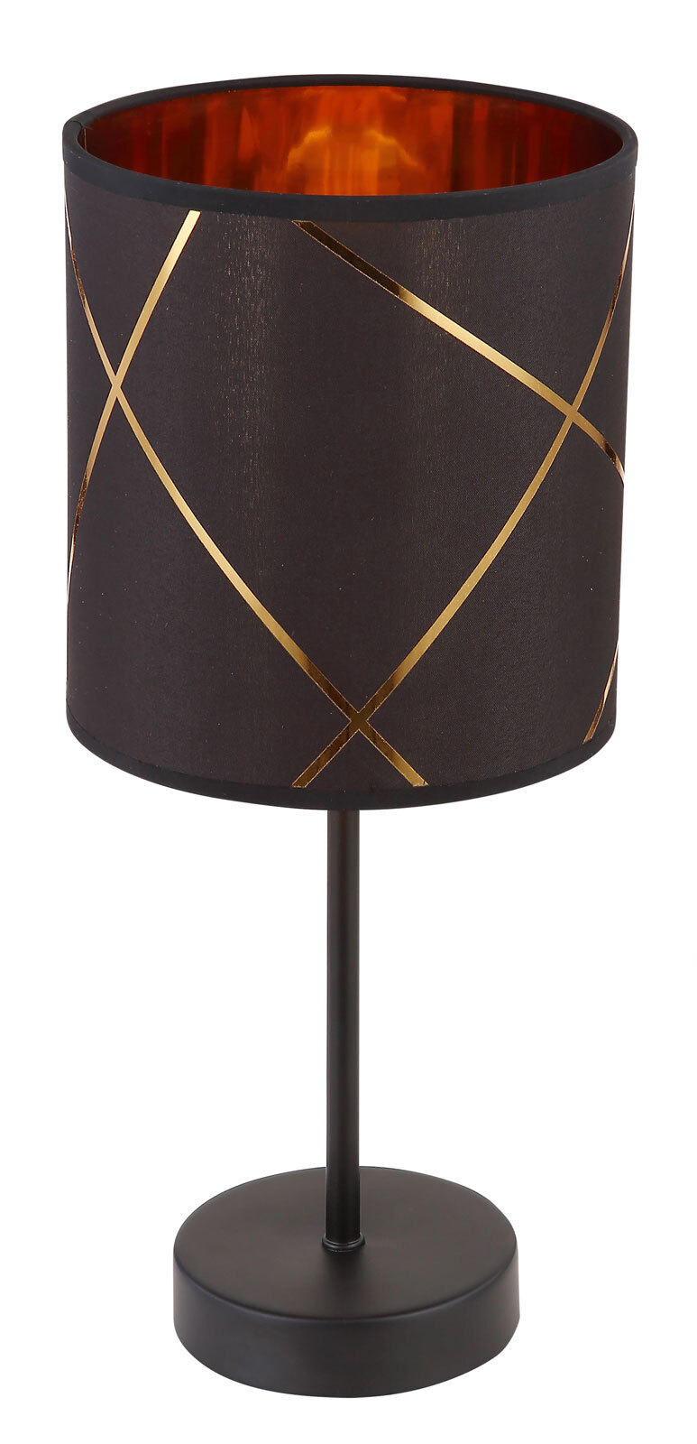 BEMMO Tischlampe schwarz 15431T, D/H: 15 x 35 cm, Metall, Textil, Kunststoff