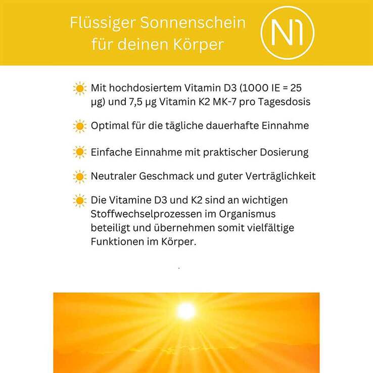 N1 Vitamin D3 + K2 Tropfen, 20 ml