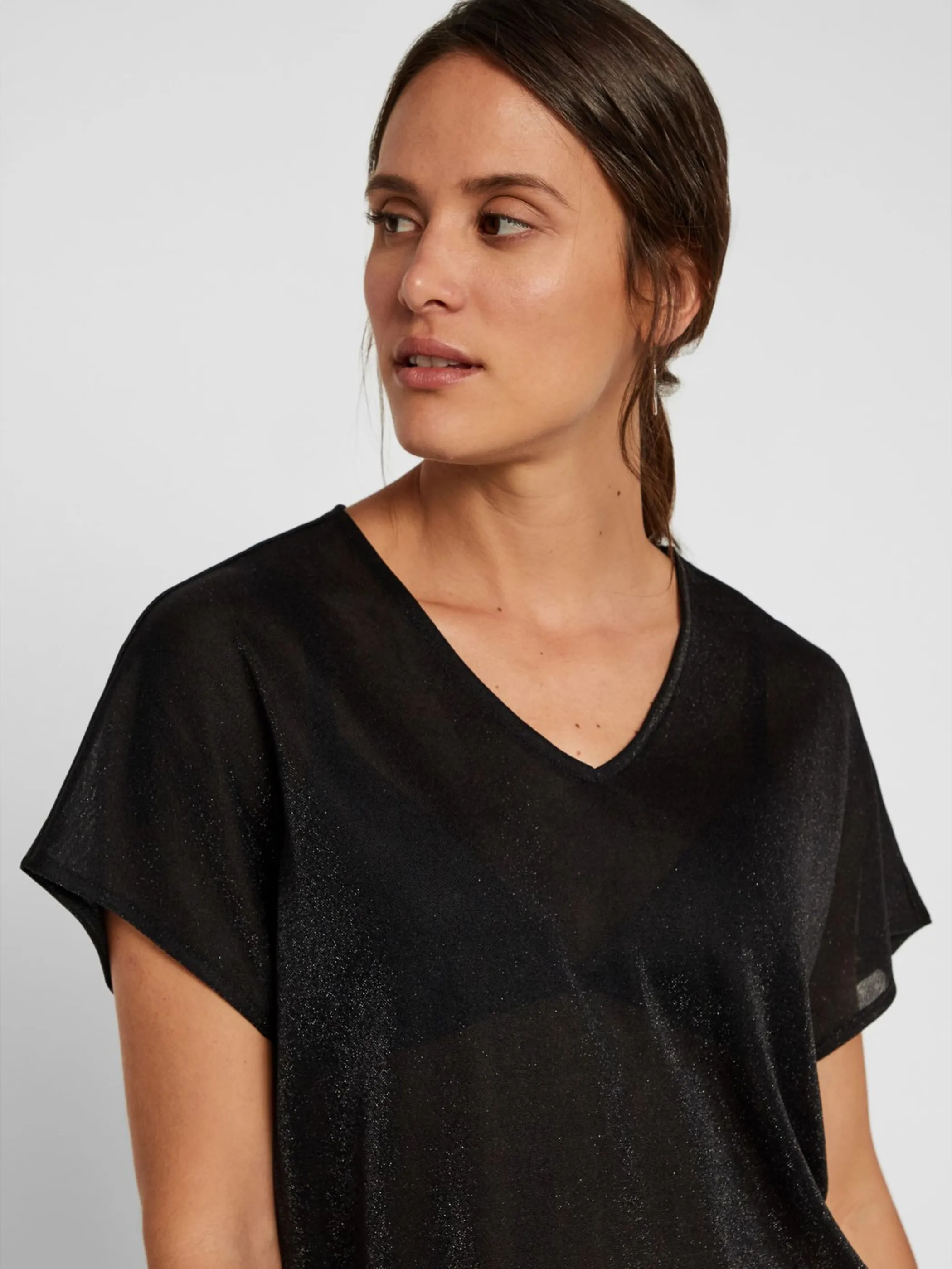 Vero Moda VMDENISE SS V-NECK TO Glitzershirt