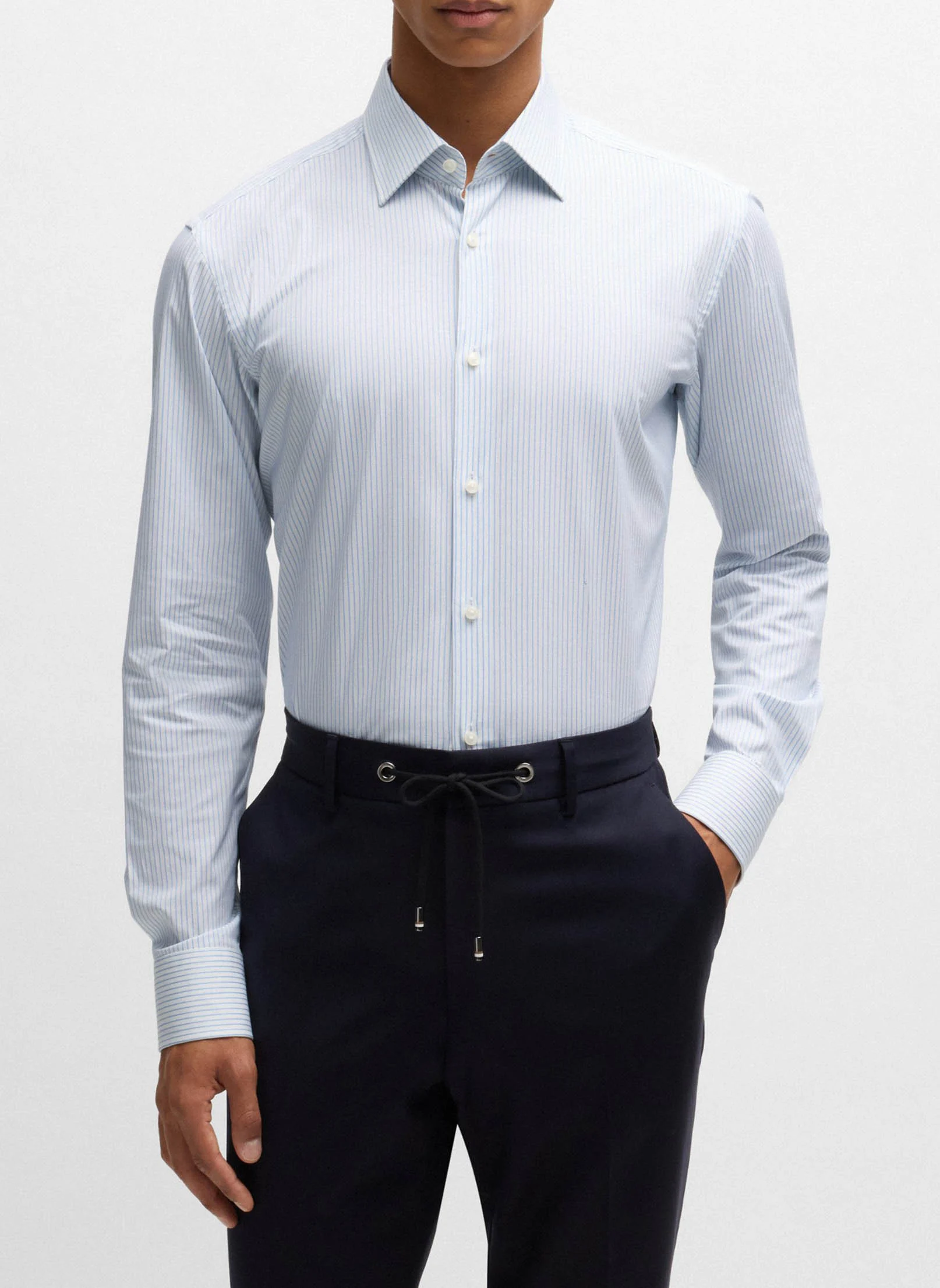 Chemise regular en coton mélangé | Bleu