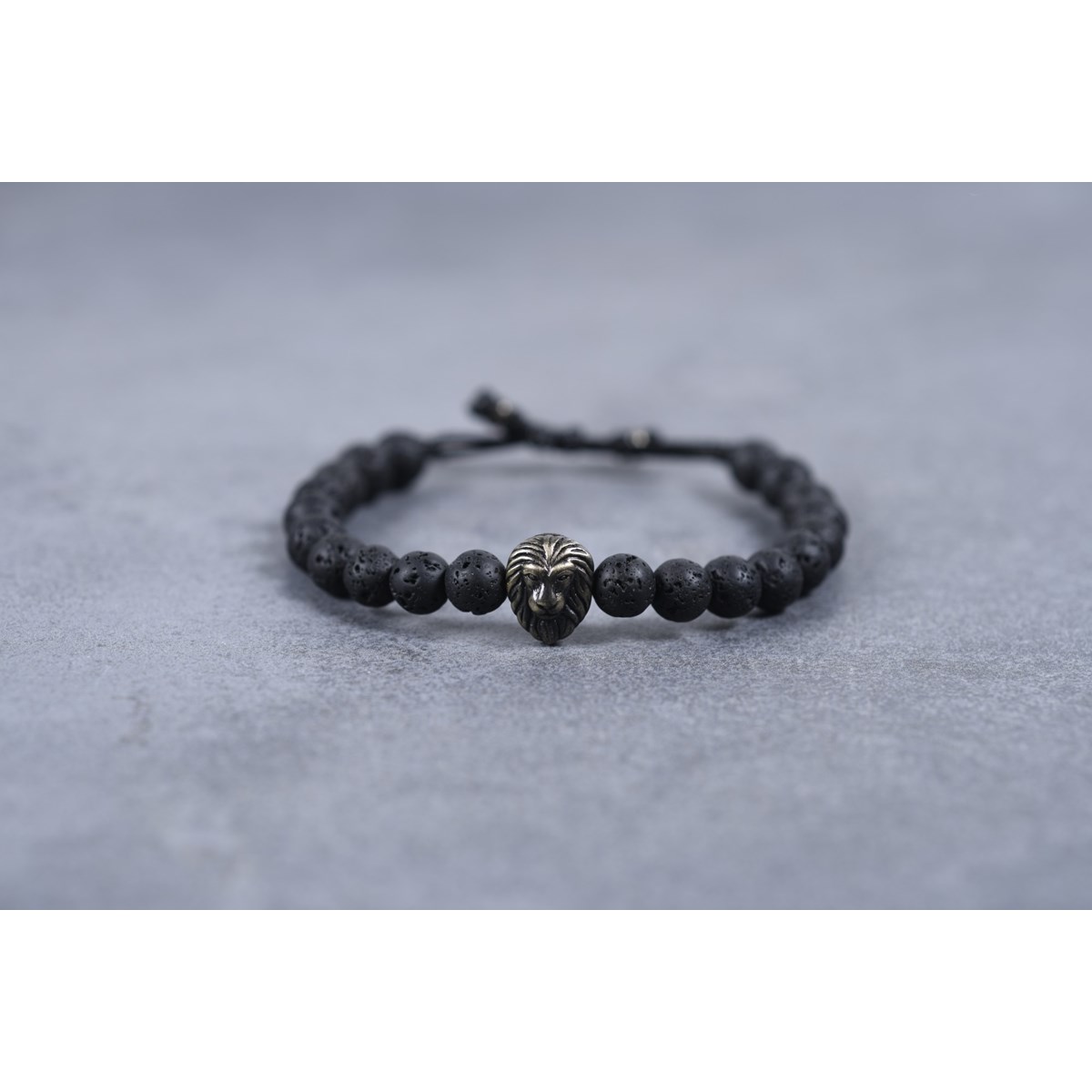 Bracelet souple Esteban en PVD avec lave noir