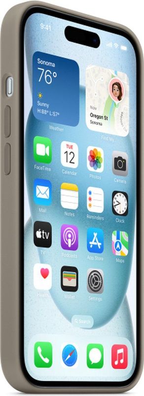 Apple Siliconenhoesje met MagSafe geschikt voor iPhone 15 Plus Clay