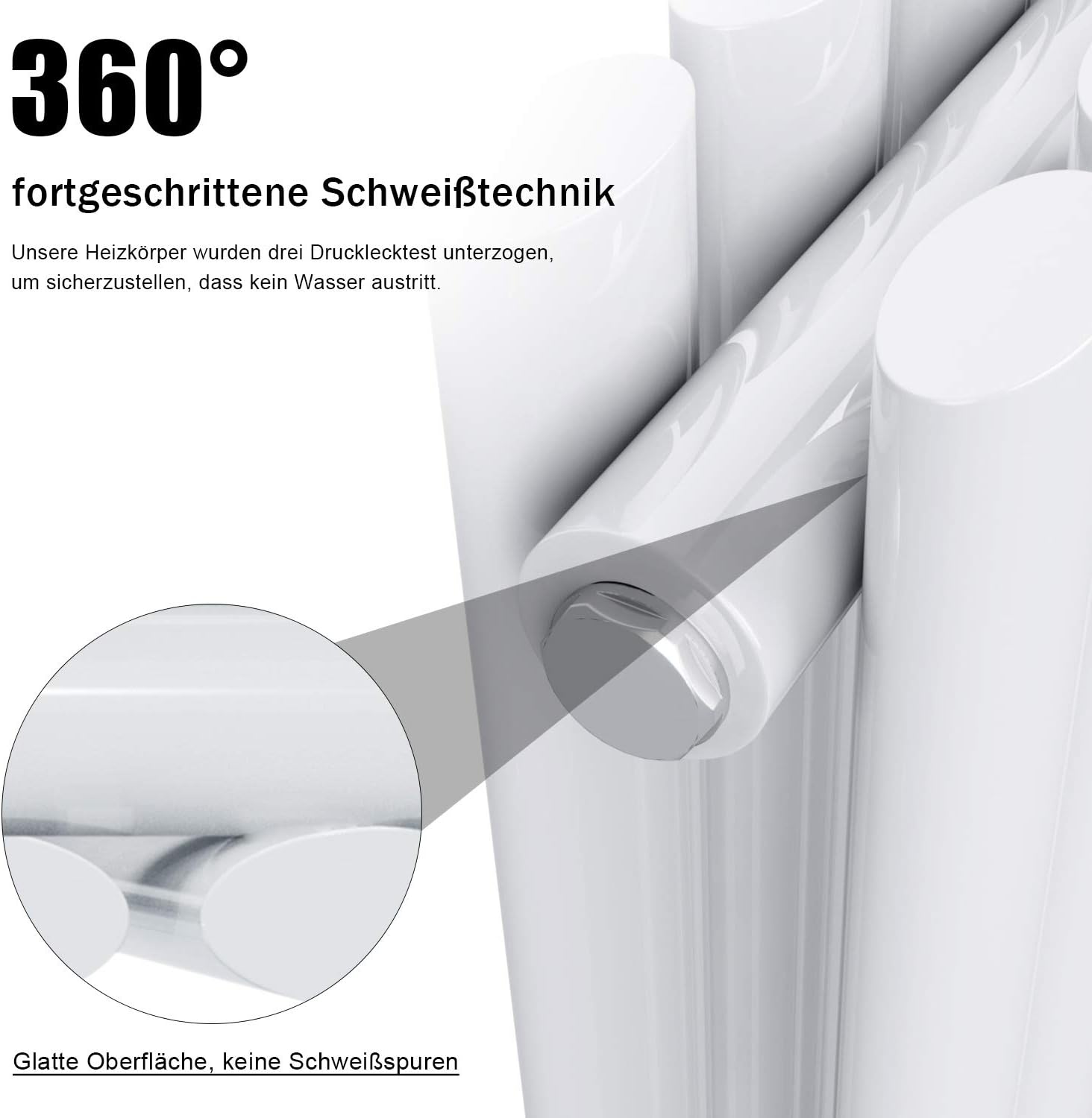 ELEGANT Heizkörper Vertikal 1800x472mm Weiß Röhrenheizkörper Badheizkörper Mittelanschluss Doppellagig