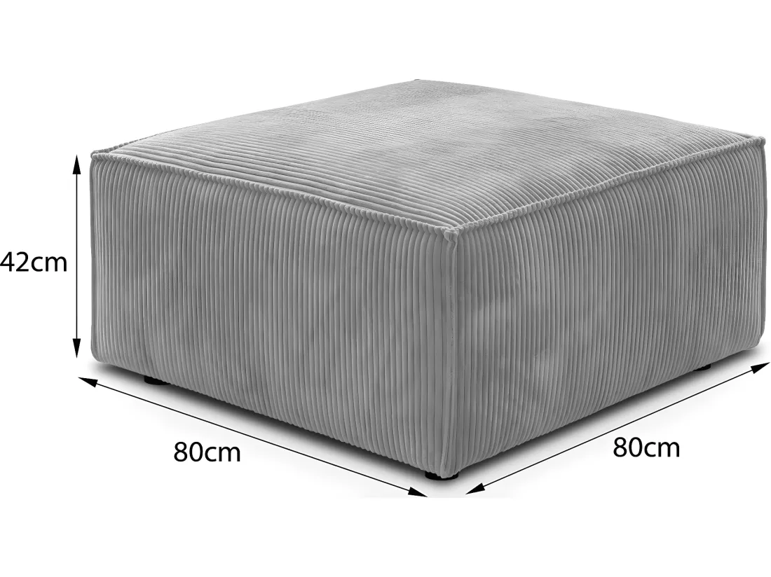 Pouf en velours côtelé gris clair - Livia