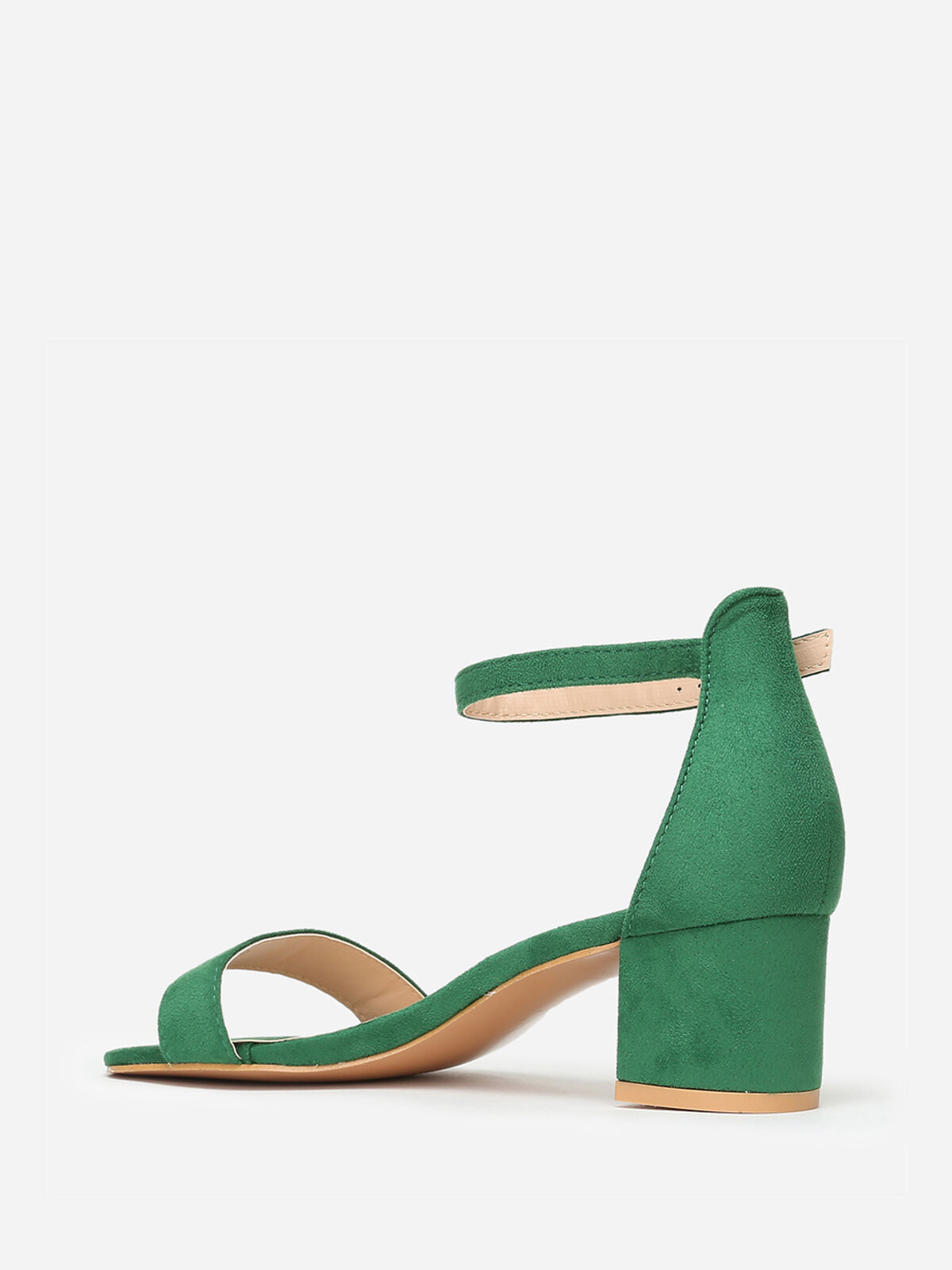 Sandales en suédine à petit talon- Vert