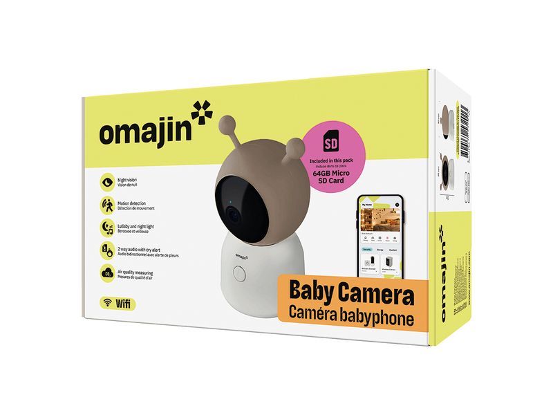 omajin by Netatmo Netzwerkkamera Babyphone-Kamera 2K   64GB Intelligente Babyüberwachungskamera mit 2K HD-Auflösung, Weitwinkel und 2-Wege-Audio, speziell entwickelt für Eltern und Babys