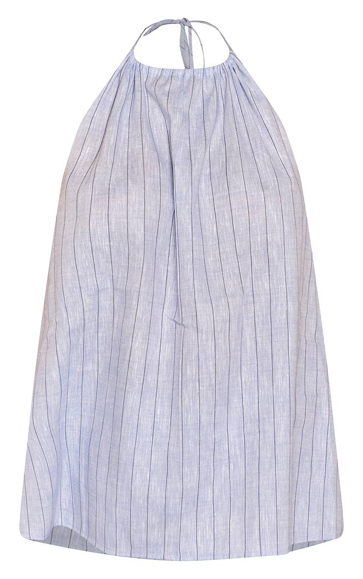 Bleu Haut Col Licou À Rayures Ensemble Coordonné