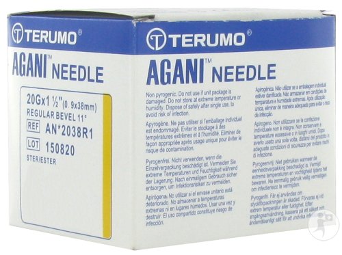 Terumo Agani Aiguille Hypodermique 20G 1 1/2 RB Jaune 100 Pièces