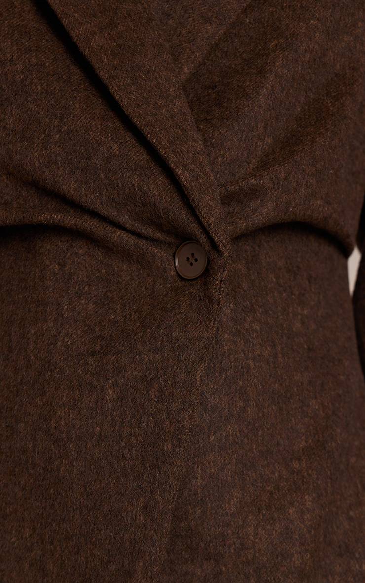 Marron Foncé Blazer Coordonné À Rayures Brossées Et Taille Cintrée
