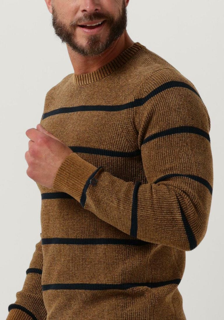 CAST IRON camel cast iron trui r-neck regular fit chenille cotton plated
