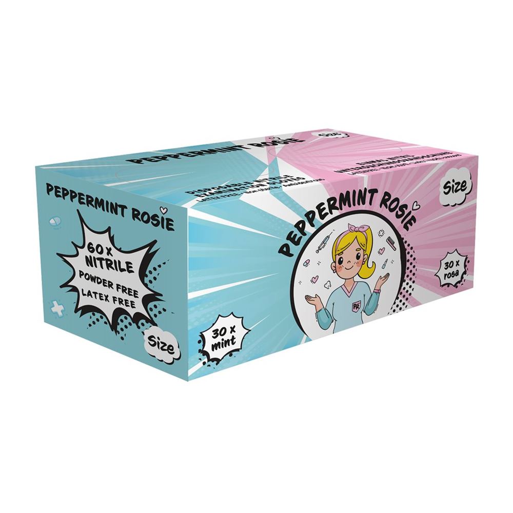 Ampri Nitril Einweg Handschuhe Style<br>60 Stück, Box, S, latexfrei Peppermint Rosie