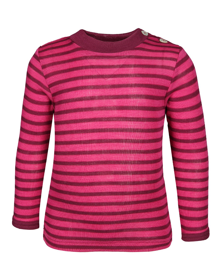Langarmshirt STRIPES mit Seide in himbeere/orchidee