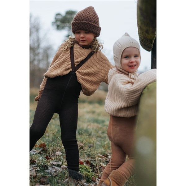 Wooly Footless Tights With Braces Cappuccino