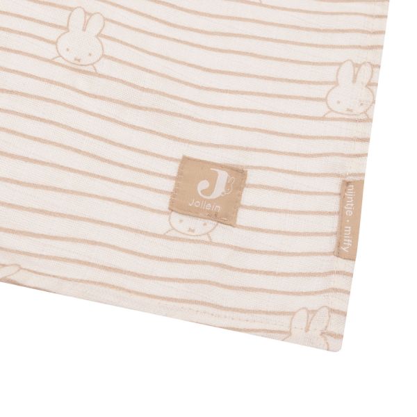 Jollein Miffy Hydrofiel Doek - 115 x 115 cm - Stripe Biscuit - 2 Stuks