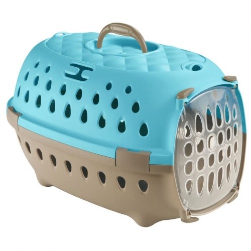 Transportadora de plástico azul para animais de estimação