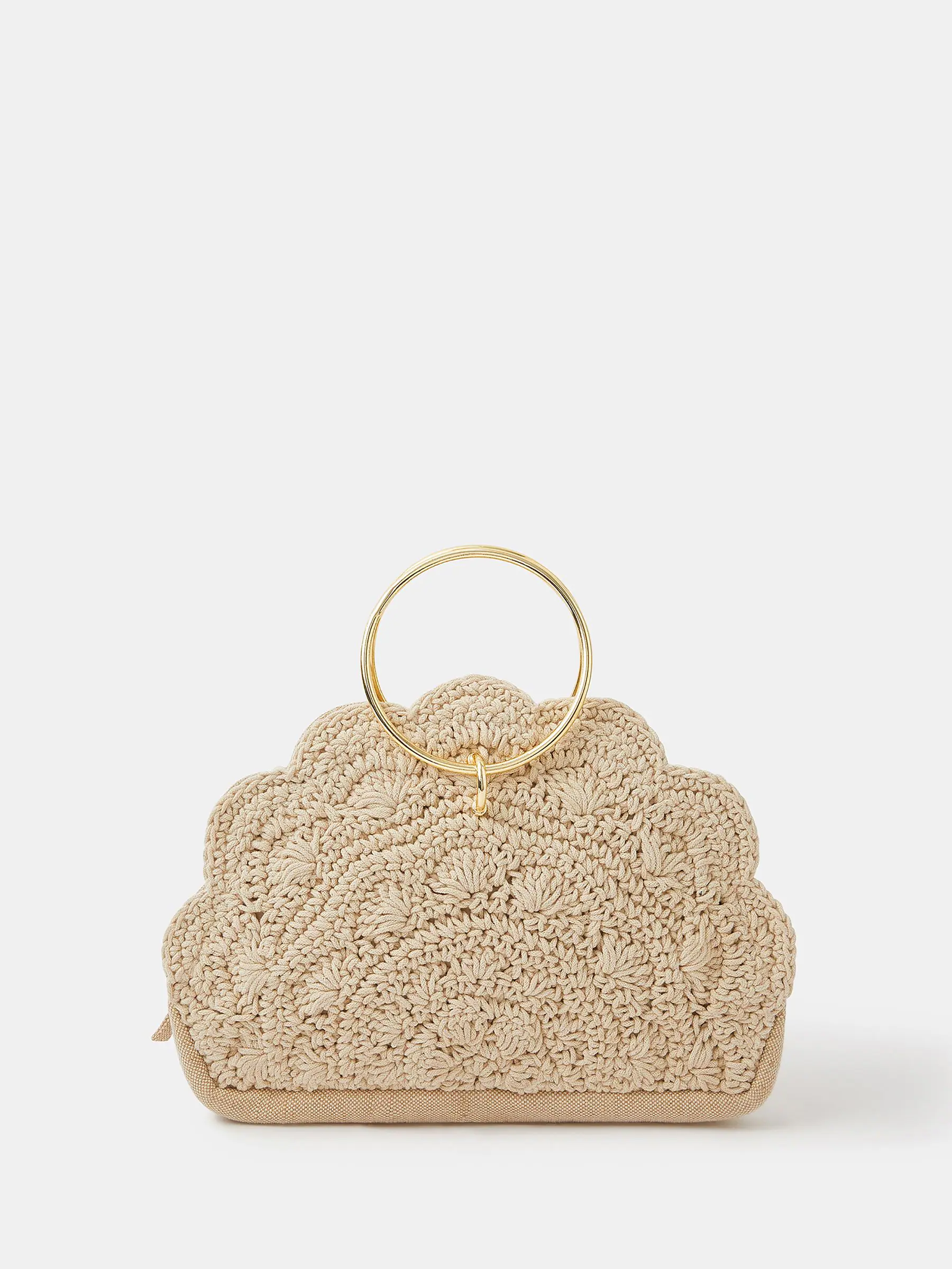 Accessorize Crochet Scallop Ring Handle Bag