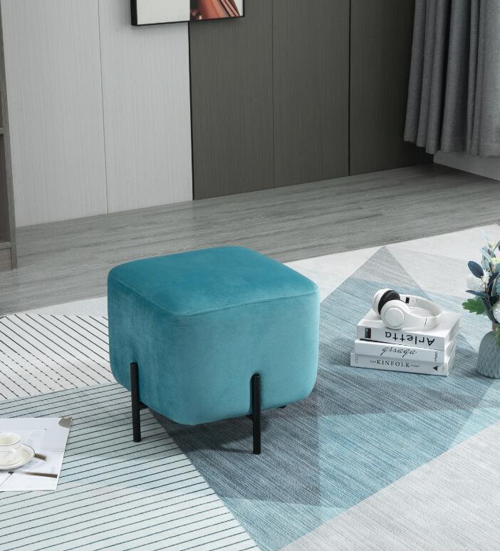 HOMCOM Fußhocker vielseitig einsetzbar türkis 44,5 x 44,5 x 41,5 cm (BxTxH)