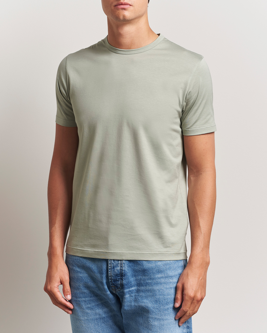 Sunspel Crew Neck Q82 Cotton T-Shirt Pastel Green
