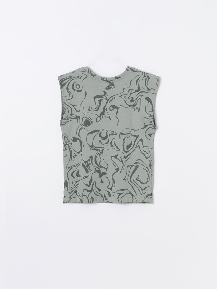 Camiseta regata estampada - Cáqui escuro