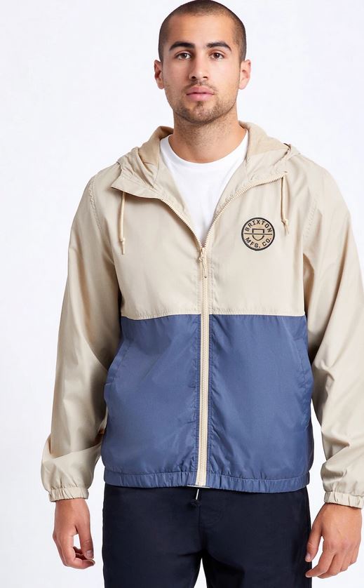 Brixton Claxton Crest LW Zip Hood Jacket Vanilla Steel Blue L