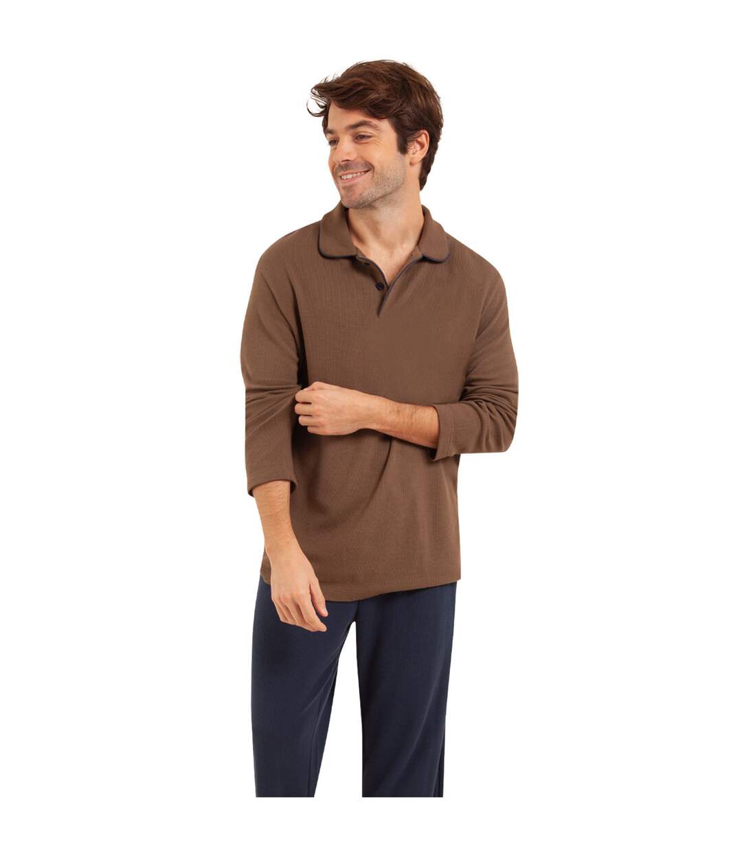 Pyjama long col ouvert homme Coton Modal