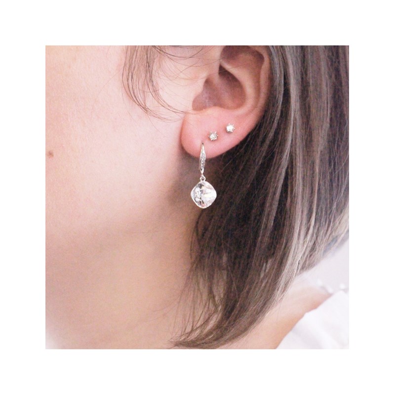 Boucles d'oreilles Tiffy Hook - Argenté et Cristal