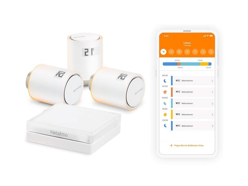 Netatmo Comfort Smarter Thermostat Starter Pack 3x Thermost Netatmo 3x Smarte Heizkörperthermostate   Hub | Smartes Heizkörperthermostat Komplett-Paket mit 3x Smarten Heizkörperthermostaten & 1x Hub