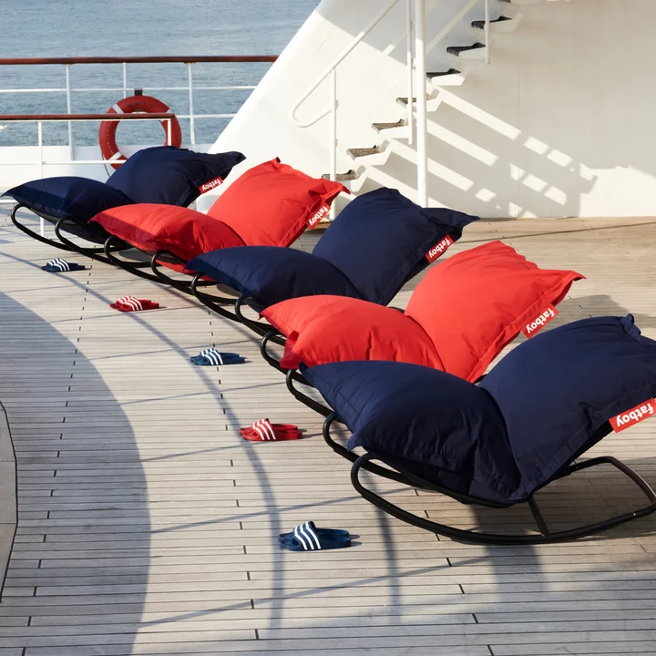 Fatboy - Rock 'n' Roll Lounge Chair, schwarz   Original Outdoor Sitzsack, rot